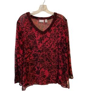Chico’s Sheer Silk Beaded Blouse 2